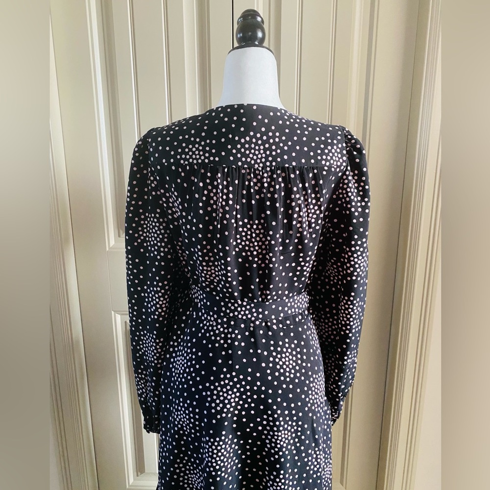 Kate Spade New York Black and Pink Festive Confetti Polka Dot Wrap Dress - Picture 4 of 9